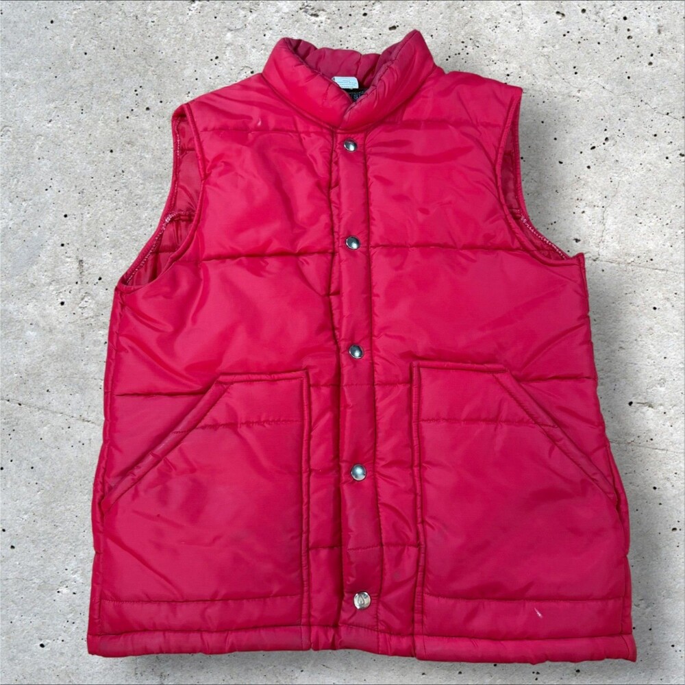 Vtg Swingster PolarGuard Puffer Vest Mens Small Red Nylon Snap Button USA